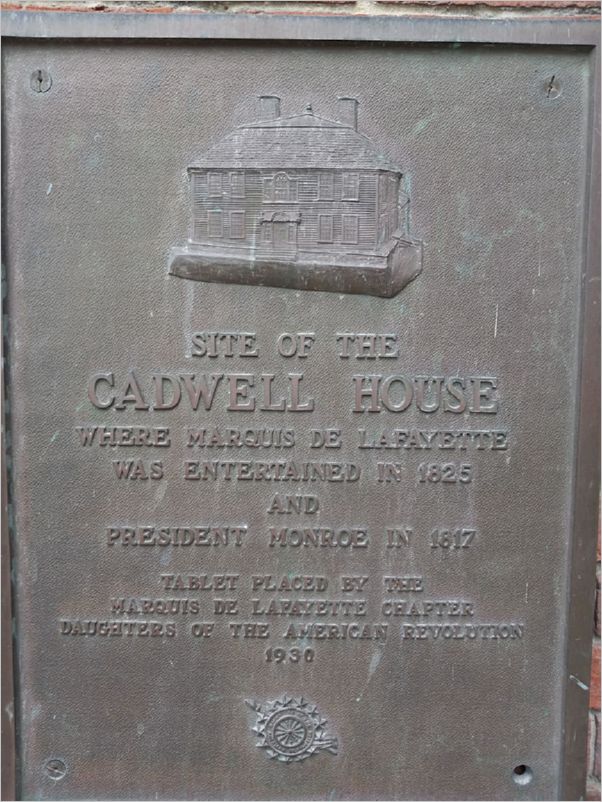 Plaque where Caldwell house was